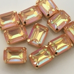 樹脂ストーン10×14mmスパークルオレンジ　レクタングル 10こ入り