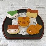 フェルトままごと☆どうぶつ和菓子セット☆たい焼きどら焼きカステラかしわ餅栗饅頭