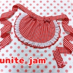 ギンガムチェックのエプロン(赤)