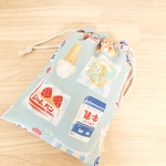 【4/22販売】おやつパン柄巾着（くすみミントグリーン）18×24