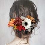 《新作》アネモネ ドライフラワー ヘッドパーツ 髪飾り ヘアアクセサリー 和装 ブライダル かすみ草 イエロー オレンジ 赤