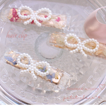 flowerꕤ*.ﾟperl ribbonヘアークリップ