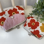 親子になるガマ口大小2コセット 横長両面ポケット　BigFlower Orange