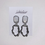 【ピアス、イヤリング選べます】スモークホワイトシルバーピアス&イヤリング