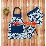 haku-0421様専用　パンダ×デニム柄☆120〜130こどもエプロン、三角巾、巾着の3点セット　