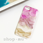 海アート/くすみピンク/アルコールインクアートスマホケース/iPhoneケース