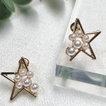 【1ペア】ゴールド　星　パール　ピアス