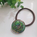 アンティークチューリップのチェコガラスボタンのヘアゴム