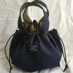 new!国産帆布の巾着バックnavy×khaki