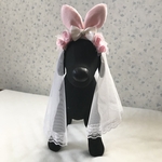 犬用うさ耳カチューシャ❤︎ウエディングベール付き❤︎リボンホワイト