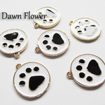 【D-0327】8pcs　肉球　22×19mm　ブラック　チャーム