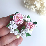 すずらん・花いっぱいのブローチ&ネックレス・スズラン ・ぼたん・花・リングブローチ・春・バッグチャーム・レース編み・100番レース糸