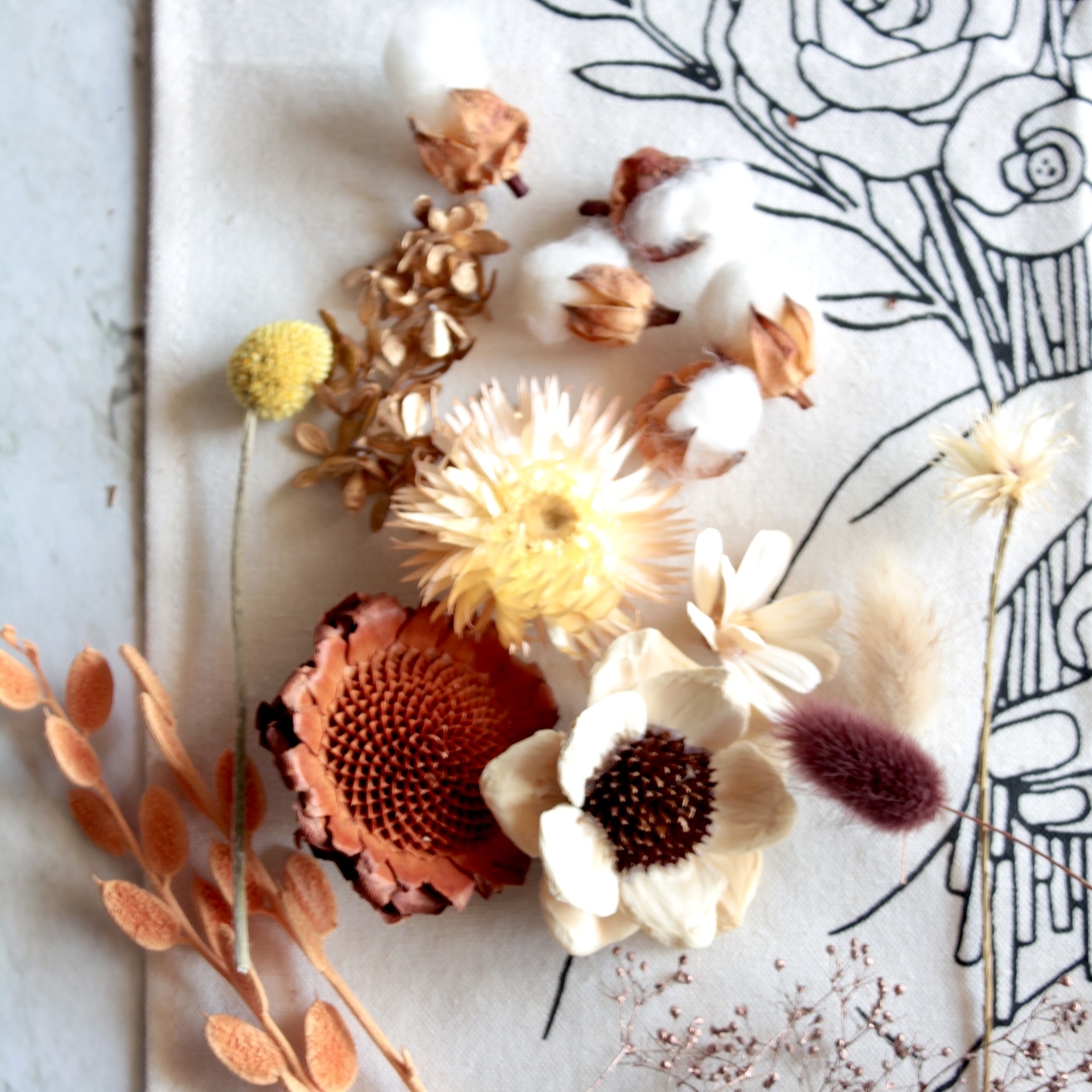 ハンドメイドキット販売】タペストリーの中のドライフラワーの花束