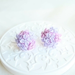 つまみ細工*紫陽花のピアス【ピンク系】
