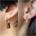 南京錠と鍵の３点セット　おもしろピアス（金色）