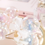 夢みるフラワーバルーンネックレス♡  （オーロラ/ブーケ/リボン/水色/ピンク/お花/パステルカラー/クリア/ハートチャーム）