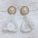 パール レース ゴールド ピアス イヤリング