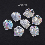 A3129  30個  高品質アクリルパーツ 花びら 1穴 26×31mm クリアＡＢカラー 3×（10ヶ）