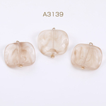 A3139  30個  アクリルチャーム ツイスト四角形 9ピン付き 24×26mm クリアライトブラウン  3×（10ヶ）