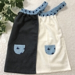ゴムがよれないお食事エプロン　初夏のくじら2枚セット　タオルエプロン