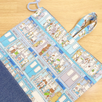 【4/22販売】通勤ネコの大きめ巾着　体操着入れ　上履き入れ（水色）30×35サイズ　