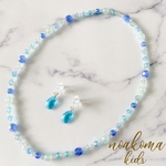 little princess＊Jewel - blue キッズイヤリング+キッズ ネックレスセット＊キッズアクセサリー アレルギー対応♡ 女の子 プレゼント こども ブルー 海 人魚姫 クリスマス