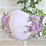 （再販）パープル色薔薇の刺繍レースマスク