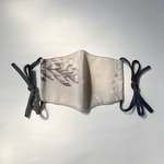 monotone mimoza ribbon mask 〈002〉【 おしゃれ　布マスク　フィルターポケット　リボンマスク　きれいめマスク　ミモザ　コットンリネン　ボタニカル　】
