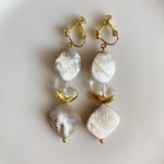 ❃◦○淡水シェル×クリアムーンピアス/イヤリング＊P200204❃◦○