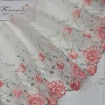 片山チュール刺繍レース 0.5m 花 濃ピンク系 (LFLA62DPHYKY)