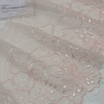 片山チュール刺繍レース 1m 花　ピンクオレンジ系 (LFLA72OPHYKY)