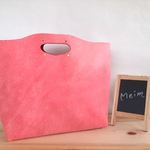 完売御礼！【LLサイズ】床革【ピンク】レザーハンディバッグ 【受注生産】A4サイズ