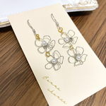 ＊「絆」＊ シルバーピアス  /花　お花　プチギフト　ワイヤー　パールピアス　抜け感　大人可愛い