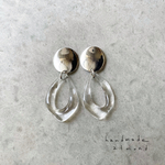 シルバー×クリアゆがみフープピアス・樹脂ピアス・イヤリング