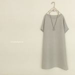 リネンシルクのポンチョ。薄グレーのヘリンボーン。【М】
