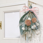 くすみピンクとくすみブルーのグレージュスワッグ　約35cm   〜ドライフラワー  花束   ボタニカル
