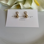 パールとメタルボールのチタンピアス