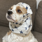 2021リップル生地★スター柄　ホワイト　中型犬用スヌード　犬用スヌード
