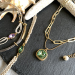 【再販】金アレ対応　ジュエルドロップ2連ネックレス (エリナイト)