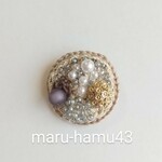 【sale】編み物ブローチ 花ボタンブローチ
