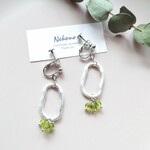 ライム色ビーズ シルバー イヤリング/ピアス