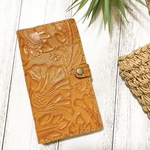 花柄　型押し　スマホケース  手帳型iPhoneケース　iPhoneケース　革　レザークラフト  キャメル　オレンジキャメル　レザー　本革　ヴィンデージ 