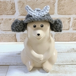 しろくま貯金箱　こどもの日のカブト♡グレー