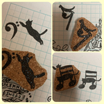 消しゴムはんこ　猫音楽3点セット