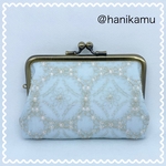 【受注制作】　刺繍生地の親子がま口財布　北の模様帖