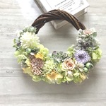 Peach rose × aster II * wreath * リース　ギフト　母の日