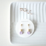 maru #2 革ピアス/イヤリング (color : ラベンダーゴールド)