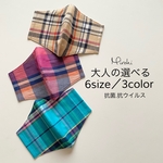大人の選べる6size3color／抗菌.抗ウイルス.アジャスター式立体マスク／スプリング.サマーチェック