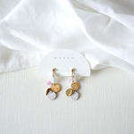 maru #9 革ピアス/イヤリング (color :オレンジとシャンパン)