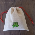 カエル刺繍∞巾着